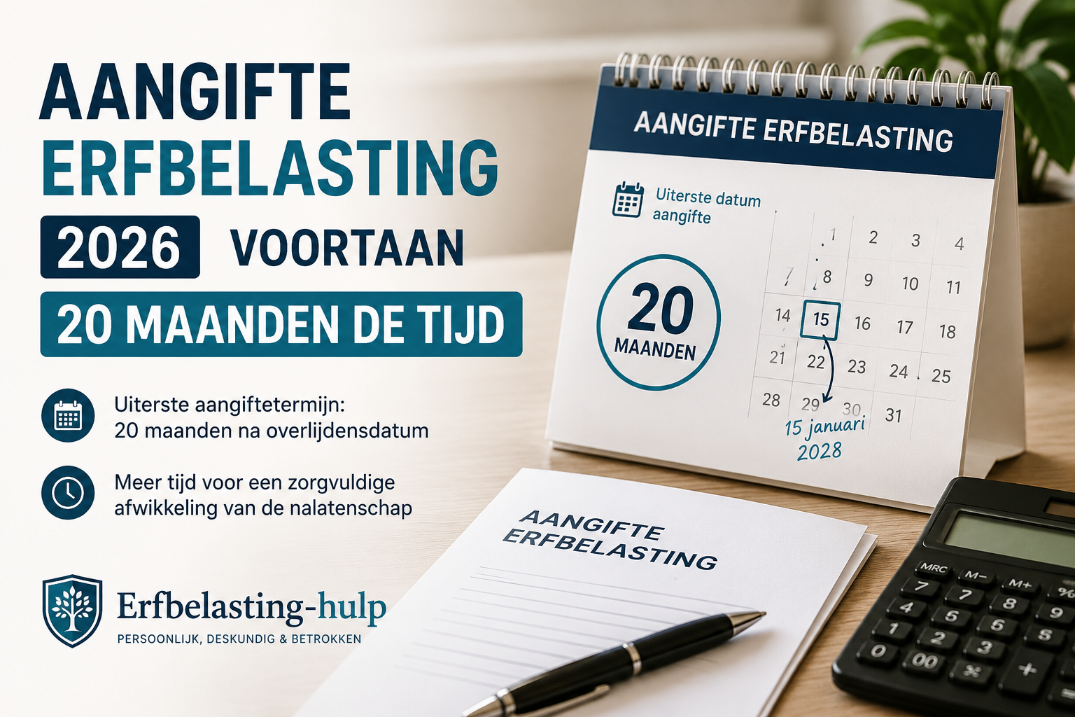Aangifte erfbelasting 2026 - termijn van 20 maanden